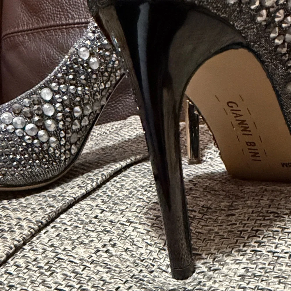 Gianni Bini Crystal Embellished Pointed-Toe Pumps - Silver